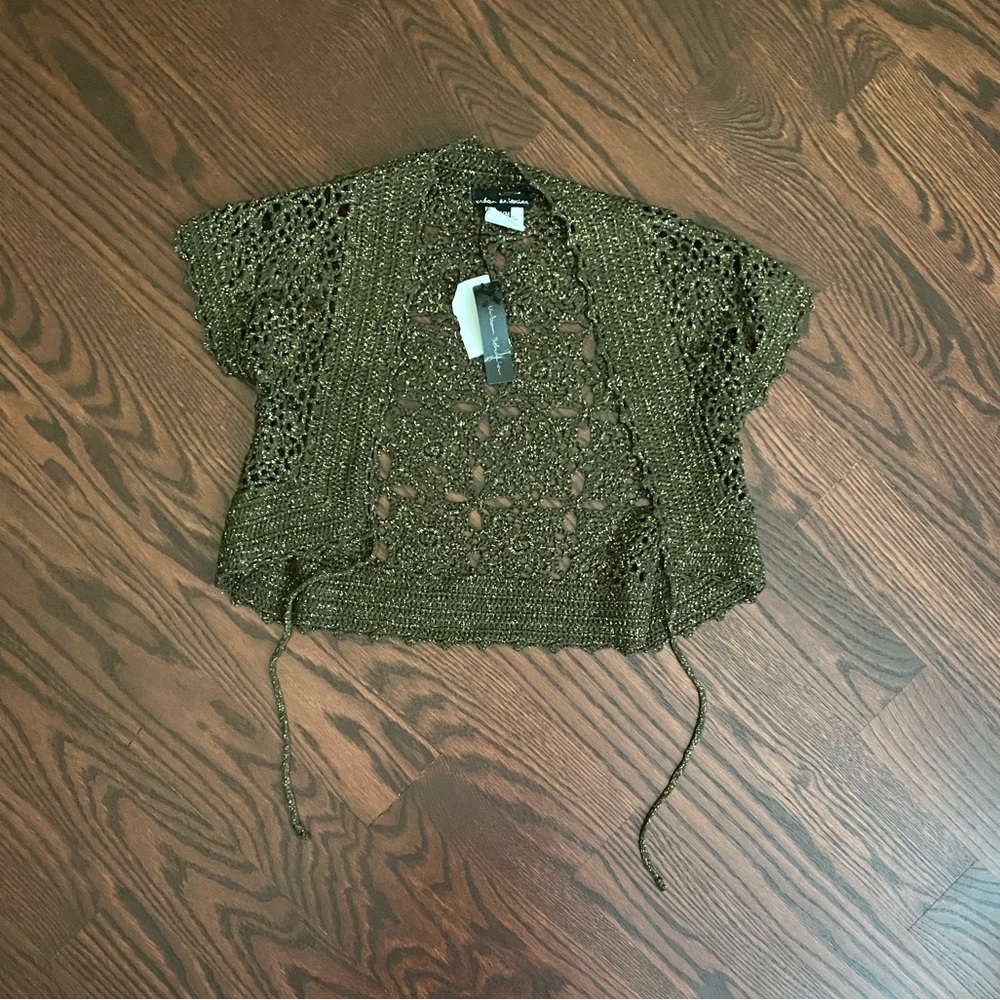 BNWT y2k Sparkly gold/green lacy shrug/balero